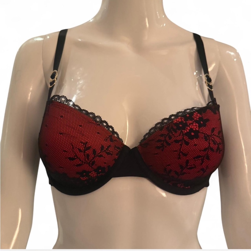 Stella McCartney - Elegant Red and Black Lace Bra, worn once.